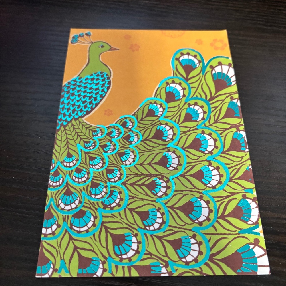 BLANK PEACOCK GREETING CARD